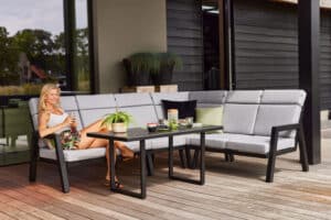 Alternative view of Ancona hjørnesofa med bord - carbon black