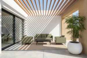 Alternative view of Hunter sofagruppe 3+1+1 med bord – Sunbrella almond