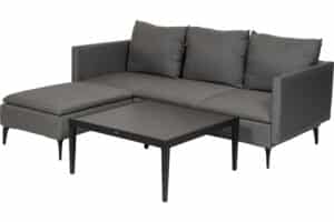 Hunter sofagruppe 3-seter med sjeselong og bord – Sunbrella flanelle